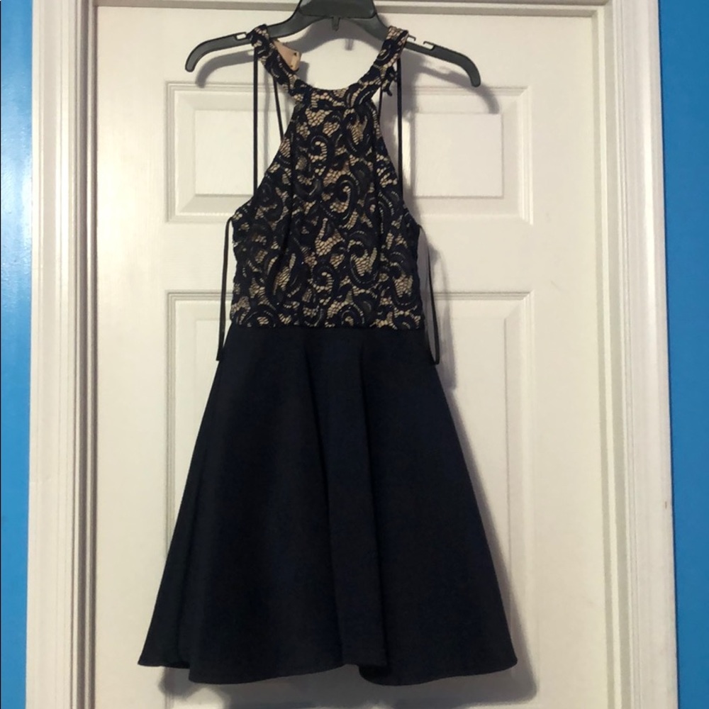 Blue and tan cute dress